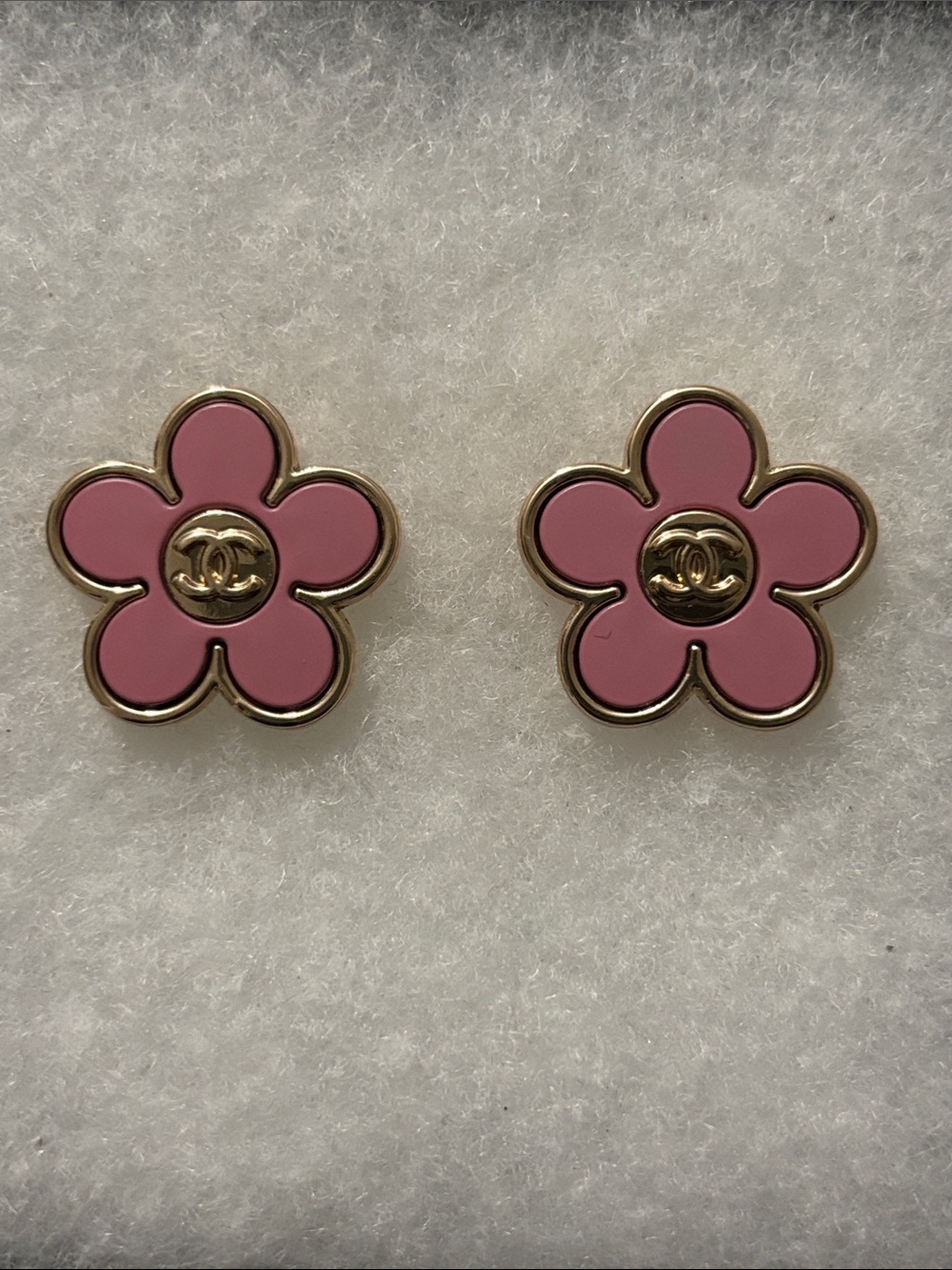 CC Pink Flower Logo Earrings